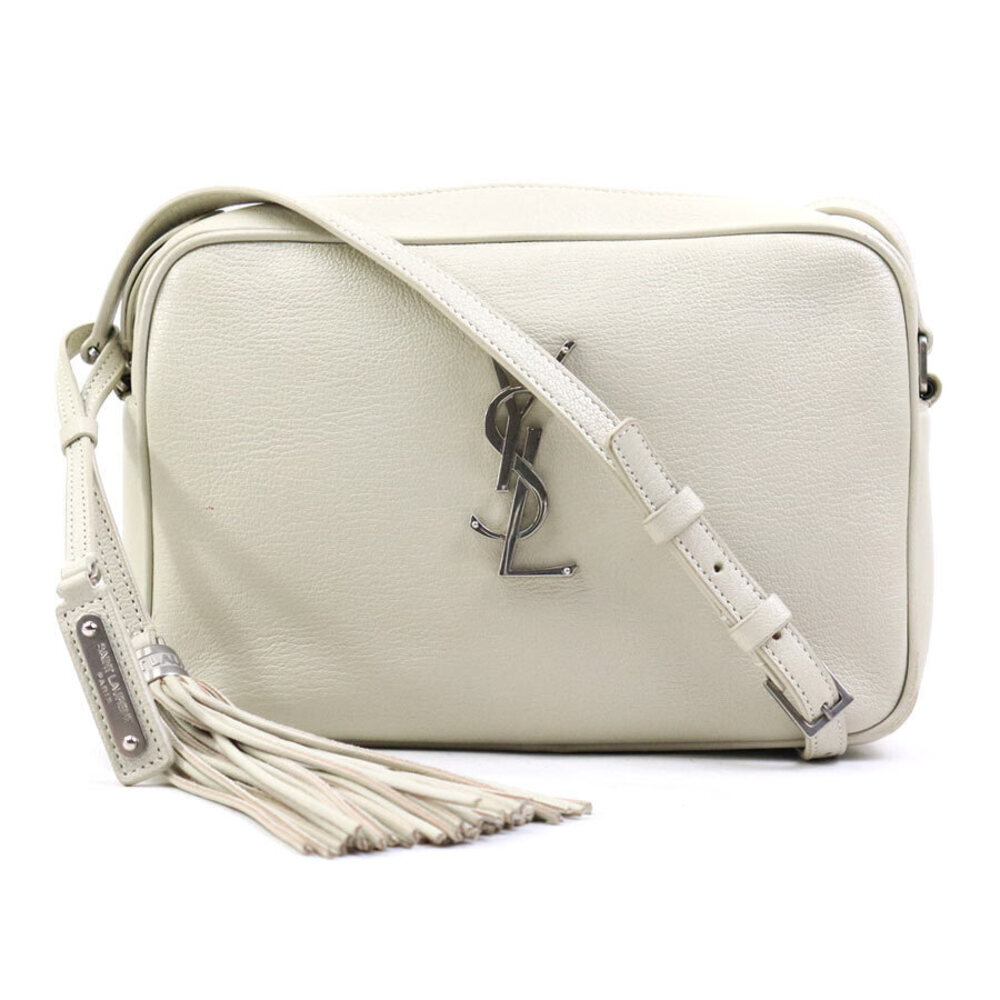 Saint Laurent Crossbody bag leather Ivory White silver